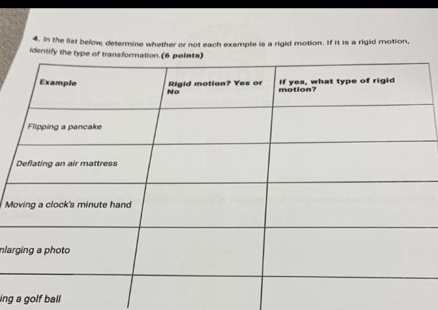 in the list below determine whether or not each example is