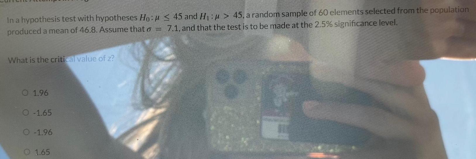 of 60 elements selected from the population produced a mean of 46.8.