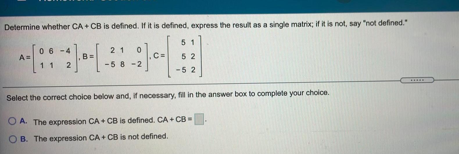 Determine whether CA CB is defined If it is defined express