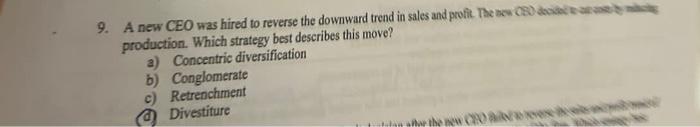 9. A GO the trend in sales Which strateg bat describes this