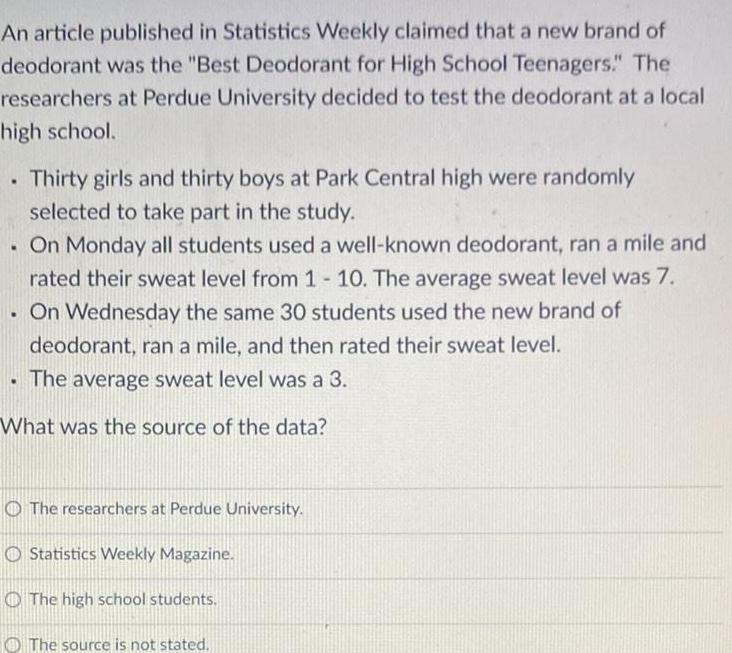 An article published in Statistics Weekly claimed that a new brand