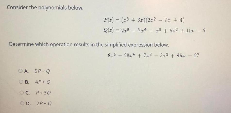 + 4)Q(x) = 215 714 - 1&sup3; + 6x&sup2; + 11x -
