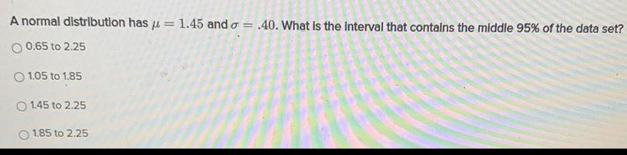What is the interval that contains the middle 95% of the data