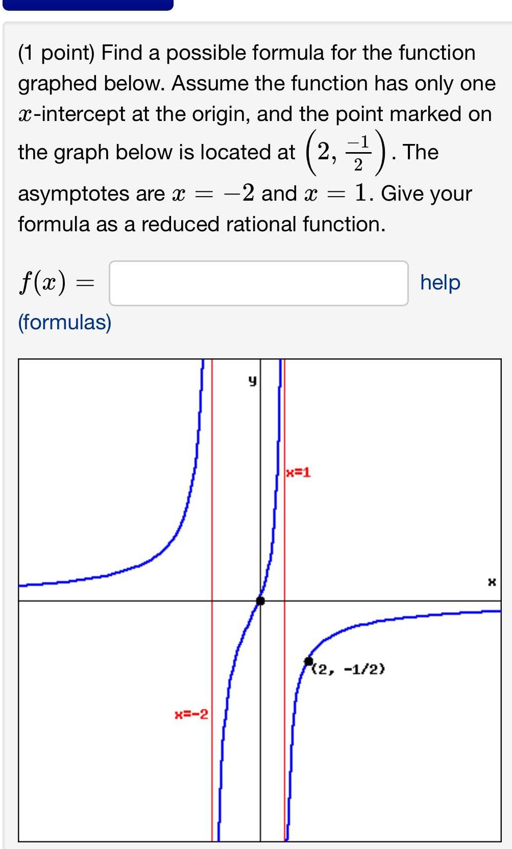 Assume the function has only one x intercept at the origin and