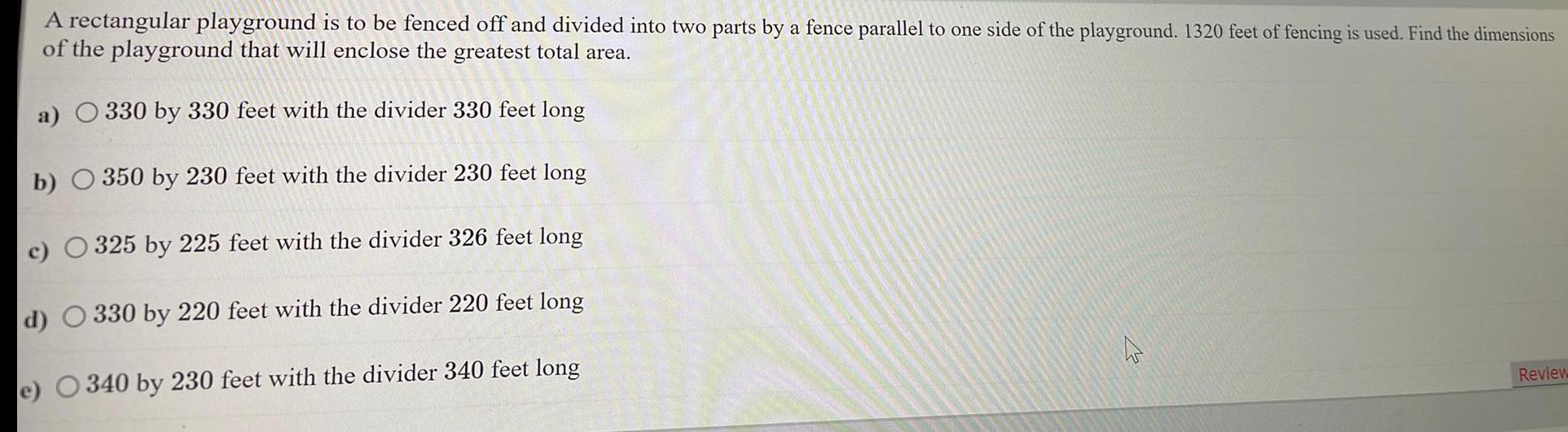 A rectangular playground is to be fenced off and divided into
