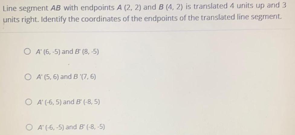 Line segment AB with endpoints A (2, 2) and B (4,