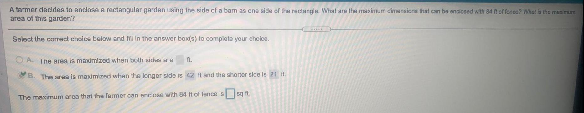of a barn as one side of the rectangle. What are the
