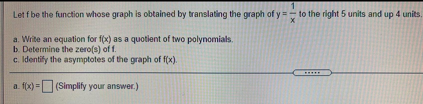 the graph of y =a. Write an equation for f(x) as a