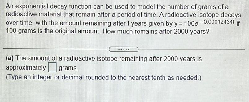 An exponential decay function can be used to model the number