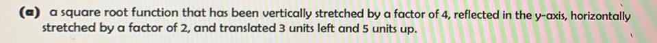  a square root function that has been vertically stretched by a
