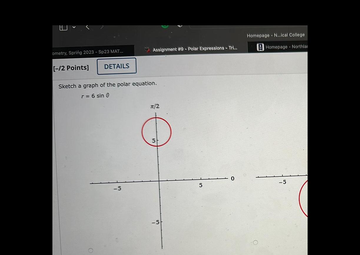 Expressions Tri Sketch a graph of the polar equation r 6 sin