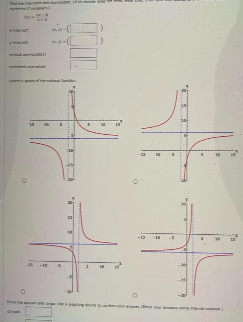 necessary F x 5x 6 x 2 y intercept vertical asymptote s