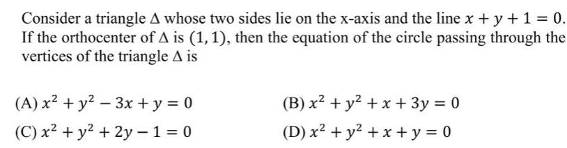 Consider a triangle A whose two sides lie on the x-axis
