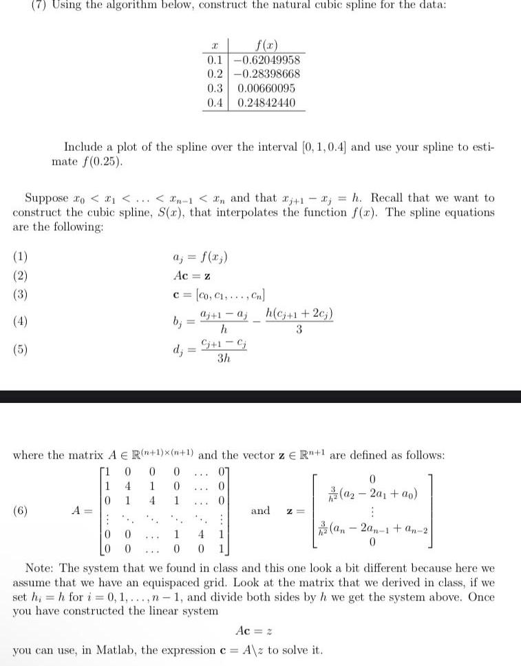  1 2 3 4 5 7 Using the algorithm below construct