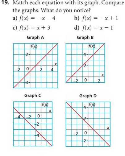  19 Match each equation with its graph Compare the graphs What