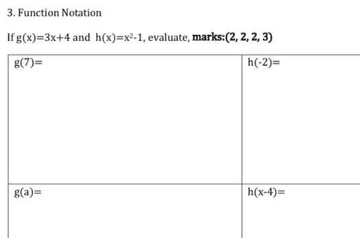 x 1 evaluate marks 2 2 2 3 g 7 h 2