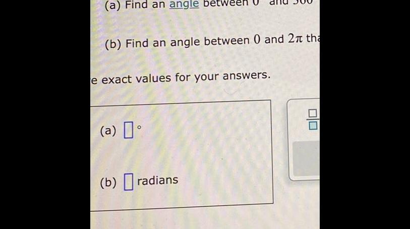 2 tha e exact values for your answers a 0 b radians