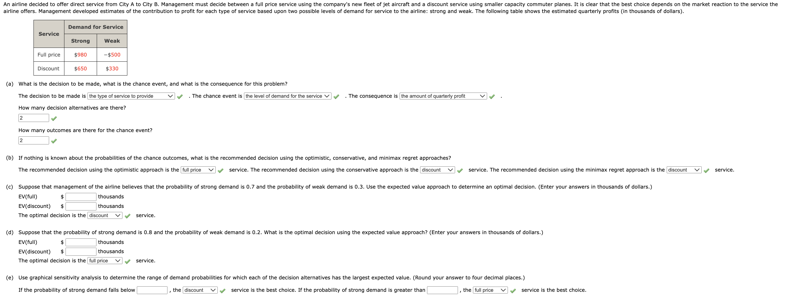 chance event, and what is the consequence for this problem? The decision