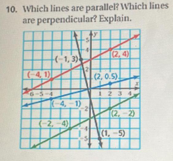  10 Which lines are parallel Which lines are perpendicular Explain 4