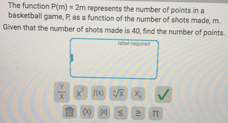 The function P(m) = 2m represents the number of points in