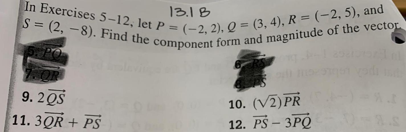 4), R = (-2, 5), and S = (2, -8). Find the