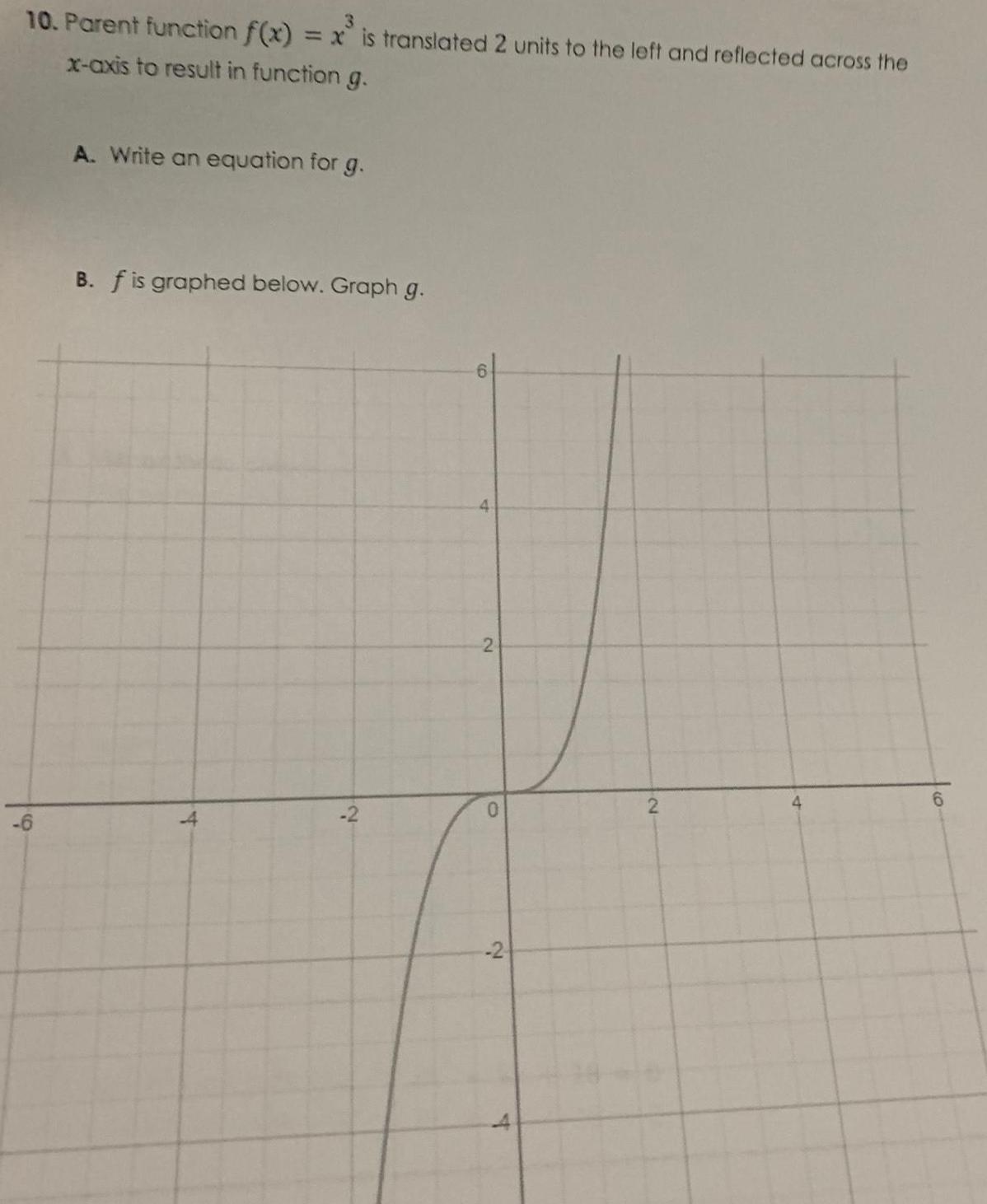the left and reflected across the x axis to result in function