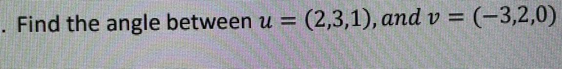 Find the angle between V