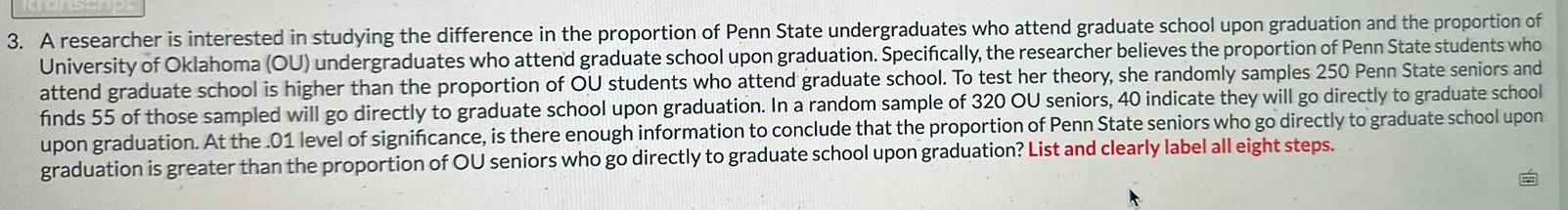 the proportion of Penn State undergraduates who attend graduate school upon graduation