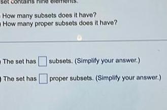 set con How many subsets does it have How many proper