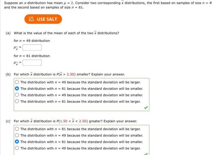  Suppose an x distribution has mean 2 Consider two corresponding x