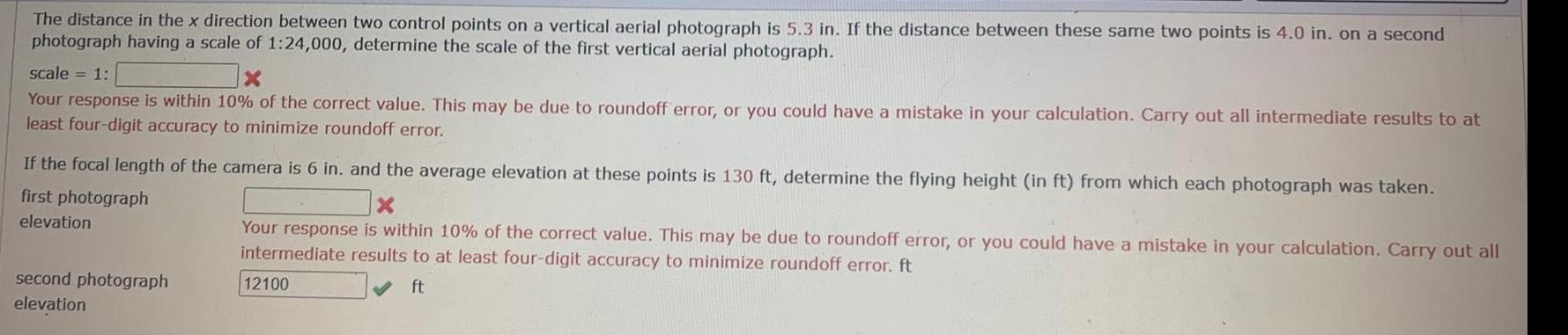  The distance in the x direction between two control points on