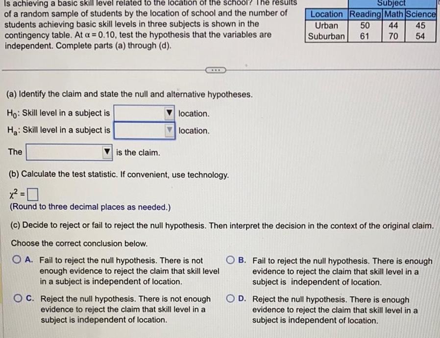 the school The results of a random sample of students by the