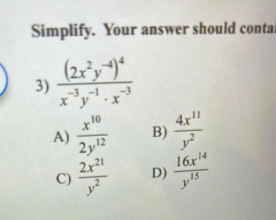 y x 3 A C 10 2y 2 2x21 2 B 4x