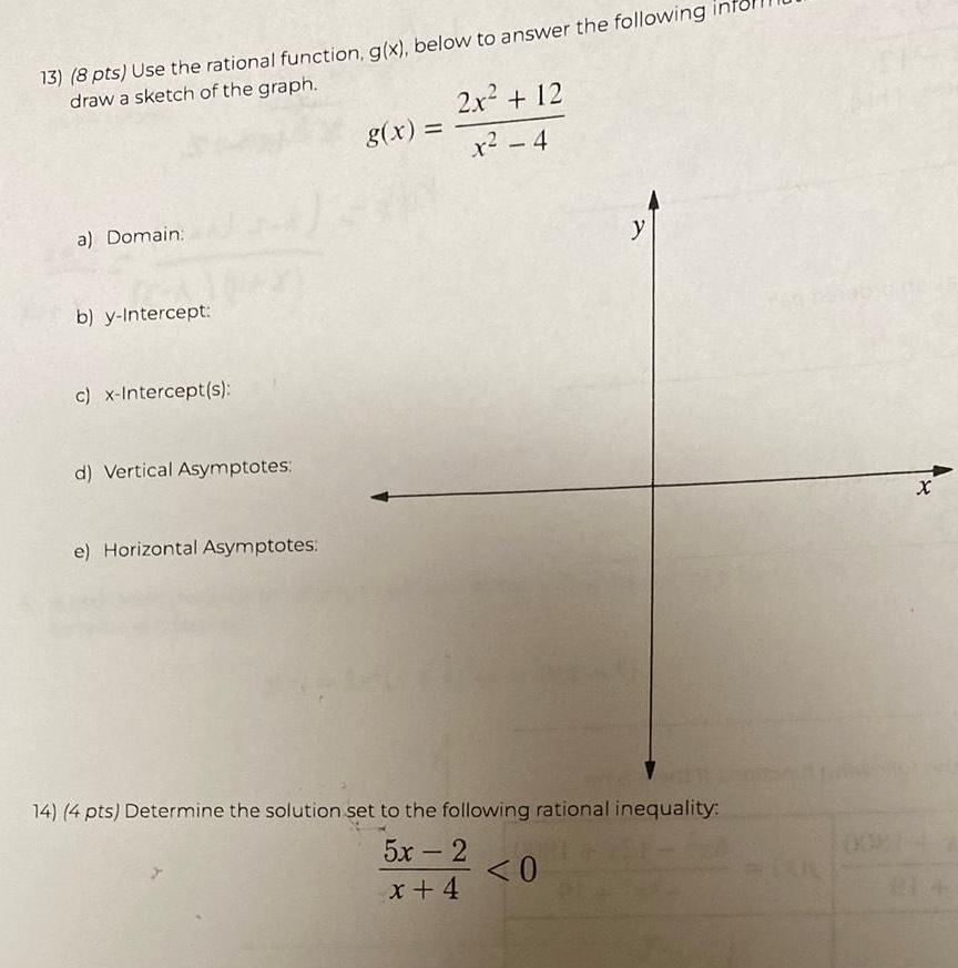 answer the following draw a sketch of the graph a Domain b