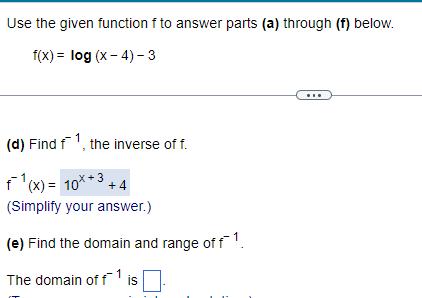  Use the given function f to answer parts a through f