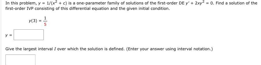  In this problem, y = 1/(x&sup2; + c) is a one-parameter