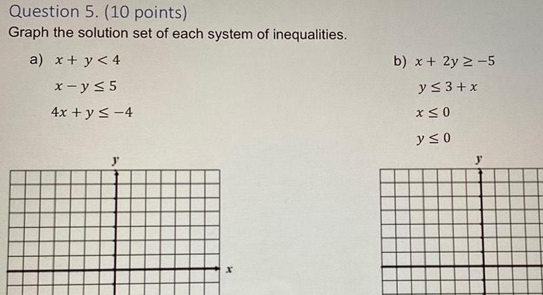 Question 5 10 points Graph the solution set of each system