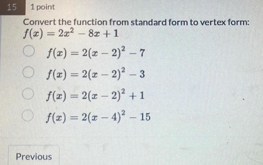 form f x 2x 8x 1 Of x 2 x 2 7