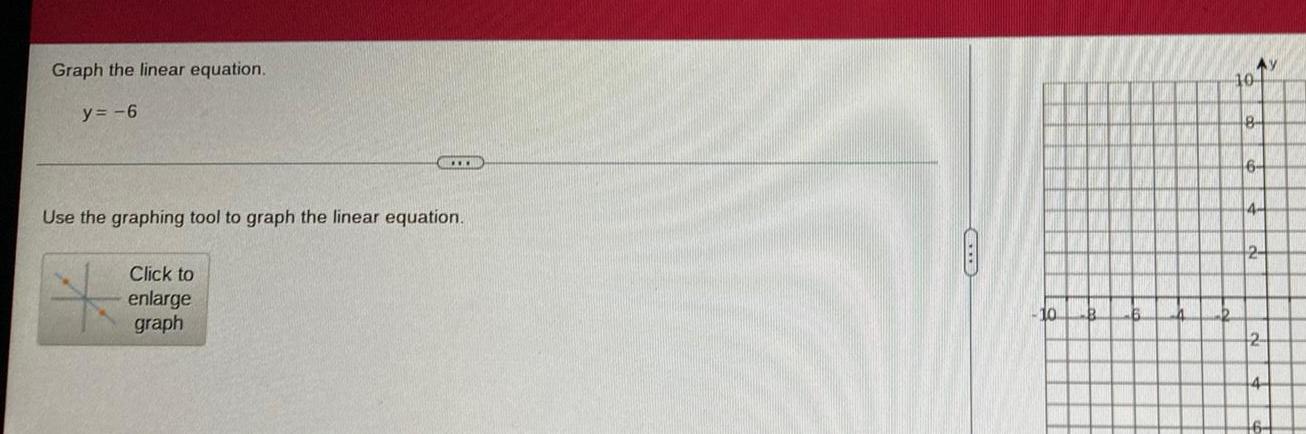  Graph the linear equation y 6 Use the graphing tool to