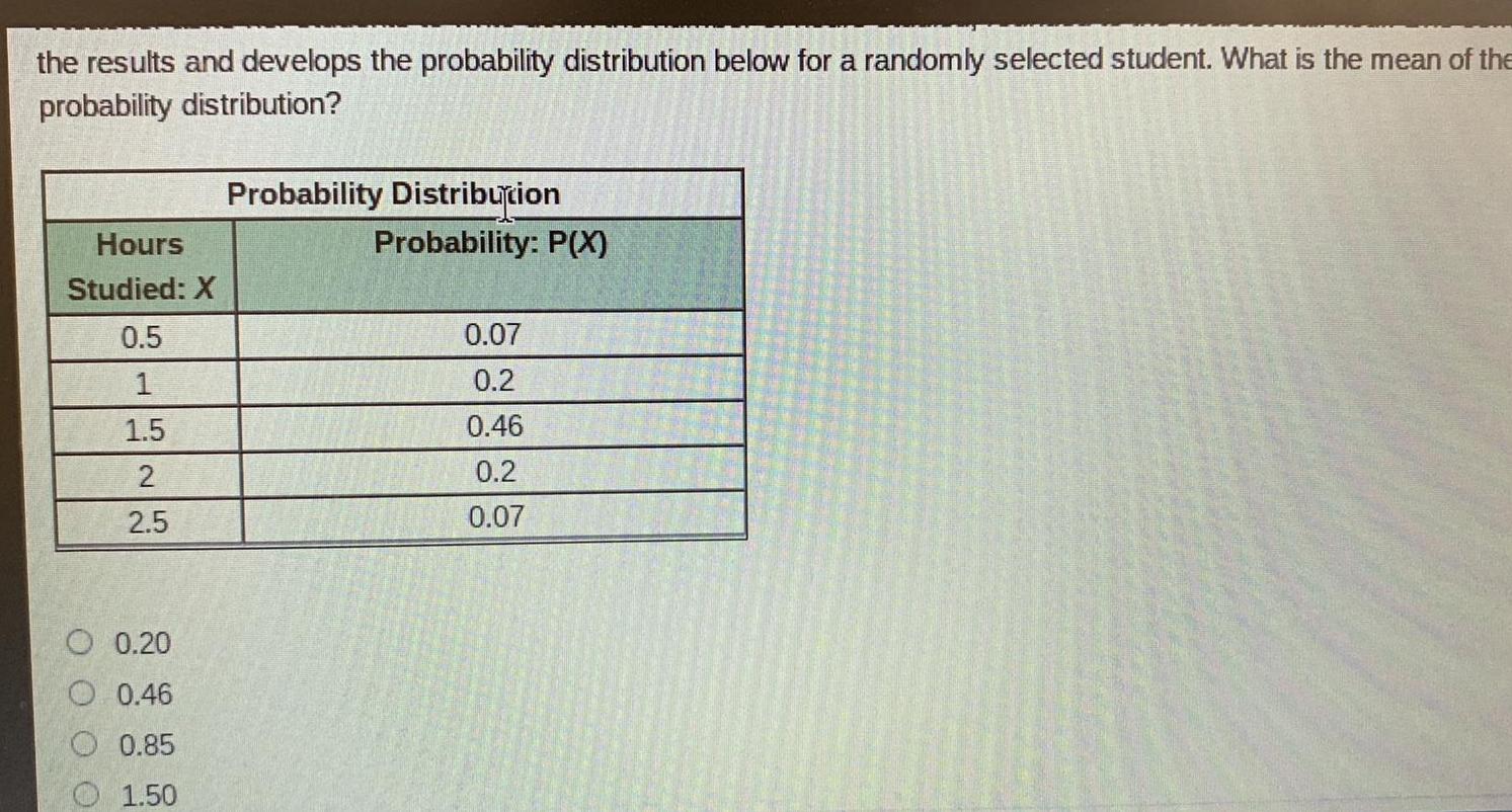  the results and develops the probability distribution below for a randomly
