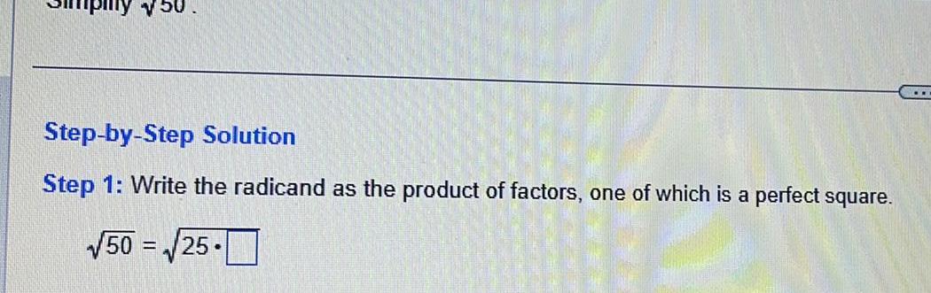 as the product of factors one of which is a perfect square