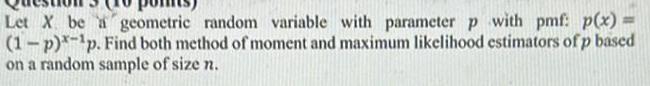  Let X be geometric random variable with parameter p with pmf