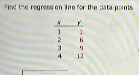 Find tho regression lino foc tho data points. 12