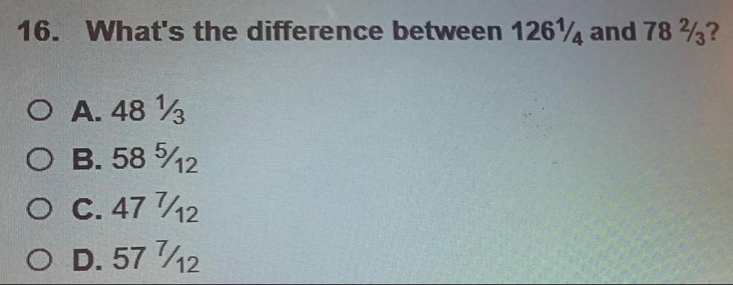 16 What s the difference between 126 and 78 23 O