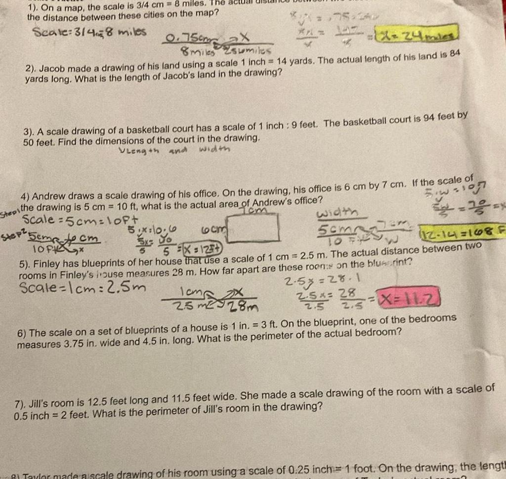 1 On a map the scale is 3 4 cm 8