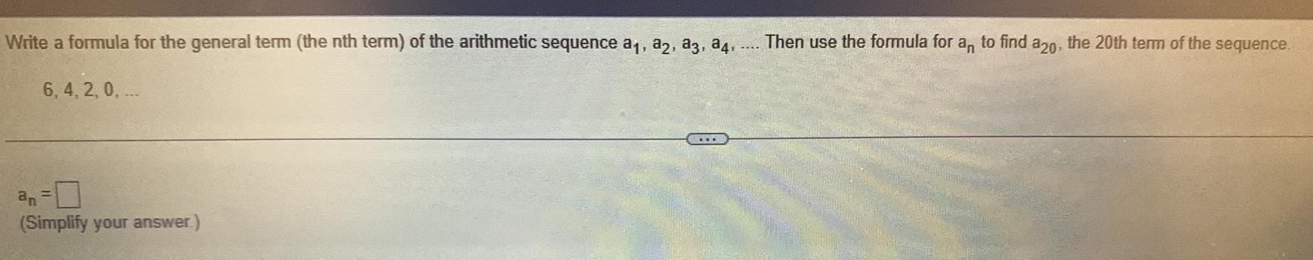 the arithmetic sequence a a2 83 84 6 4 2 0 an
