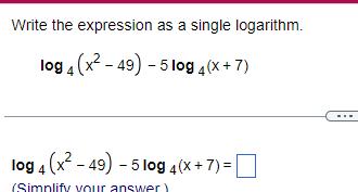 5log 4 x 7 log 4 x 49 5log 4 x 7