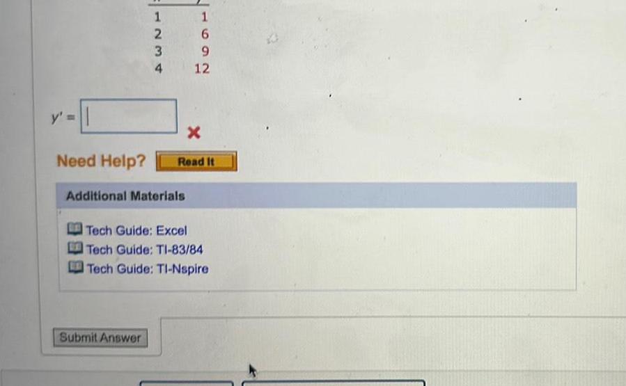  1 2 3 4 X Need Help Read It Additional Materials