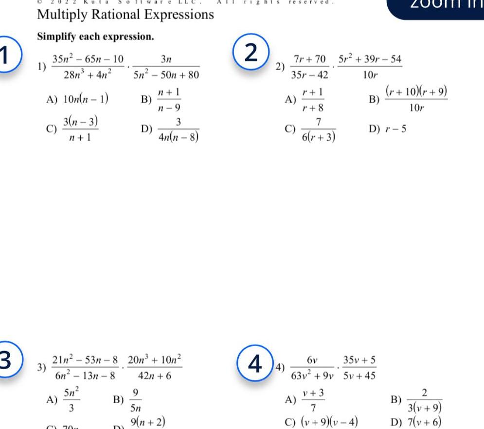  1 3 Multiply Rational Expressions Simplify each expression 35m 65n 10