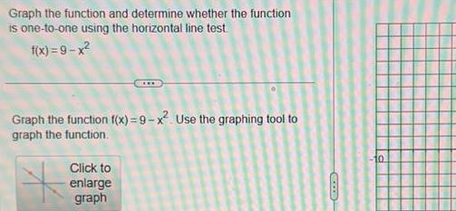  Graph the function and determine whether the function is one to
